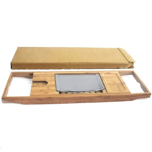 Bamboo bathtub frame desktop storage shelf with one tier for bathroom organisation