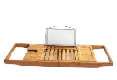 Bamboo bathtub frame desktop storage shelf with one tier for bathroom organisation