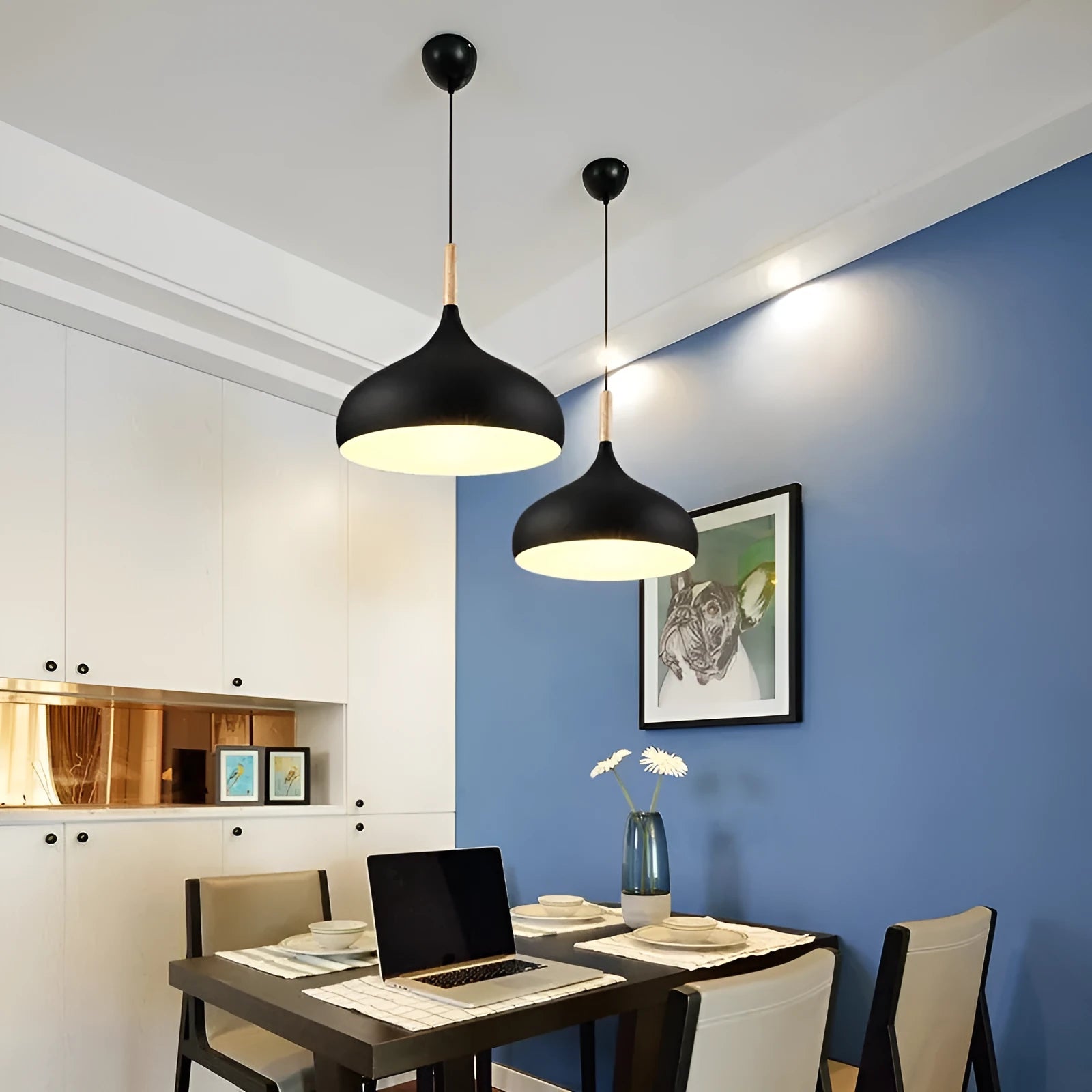 Modern single-head fishline pendant chandelier ceiling light with adjustable cable, shown in a grey finish.