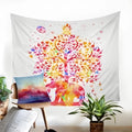 European classical woven polyester fibre rectangular wall tapestry in bedroom setting, two size options