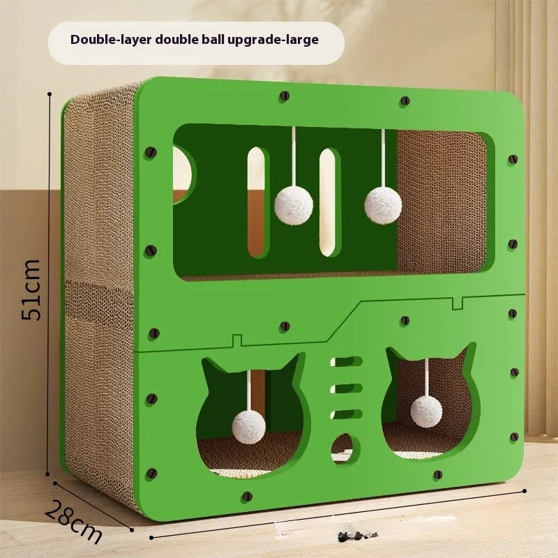 Wear-resistant double-layer cat scratching board available in owl, cat head, and primary colour styles