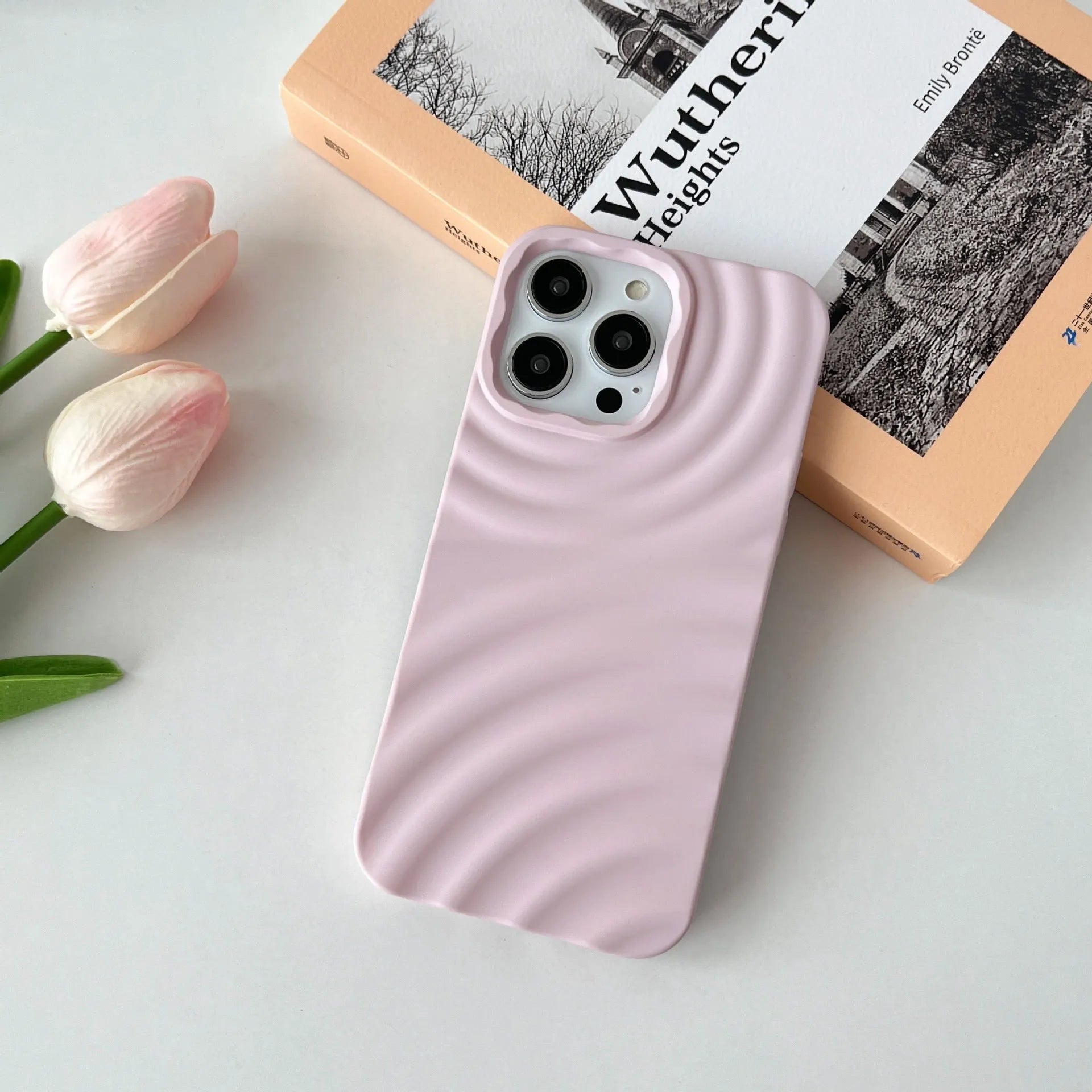 Niche pure colour TPU phone case with water ripple pattern in corrugated black for iPhone 12 Pro Max