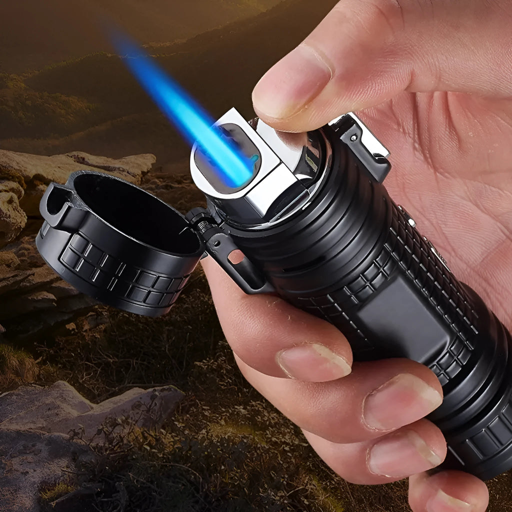 TH727 multi-function metal waterproof flashlight lighter in camouflage colour