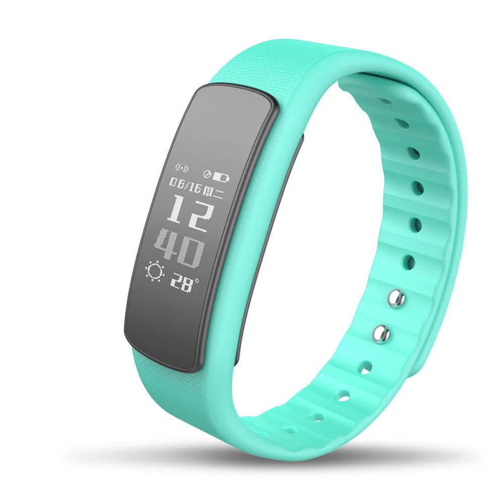 I6 smart sports bracelet with 0.96-inch screen showing fitness metrics on display