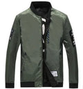 Men's reversible flight jacket in striped pattern with zipper closure and no collar design