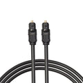 Black Toslink fibre optic audio cable with square connectors showing 2 metre length