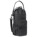 Cloth water bottle pouch with crossbody shoulder strap in black, green or pink colour