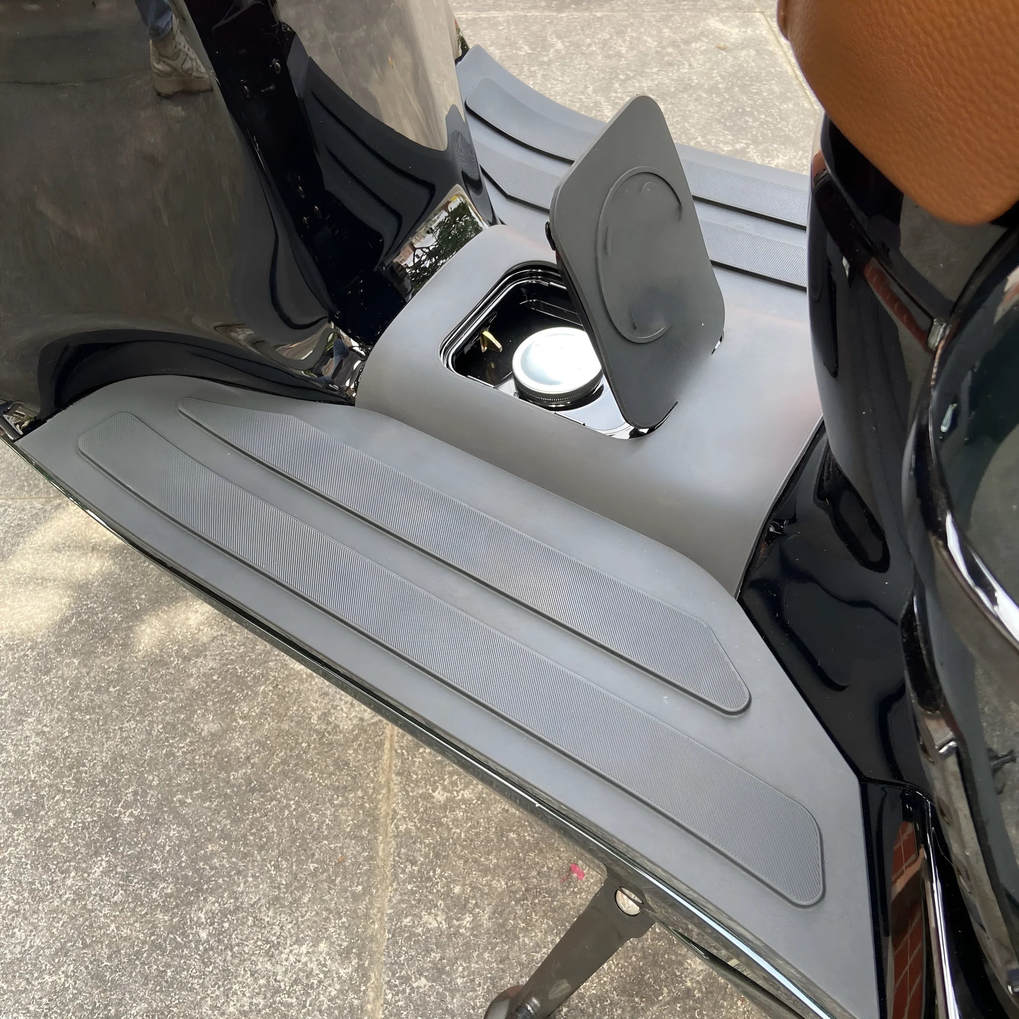 3D rubber motorcycle foot pad modification accessory in black grey or bronze gold colours