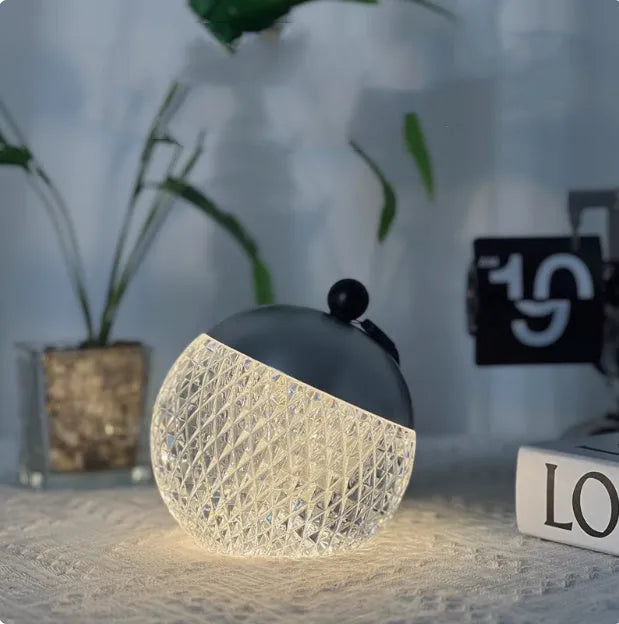 Touch control dimmable LED desk lamp in aluminium and acrylic, 12 cm diameter