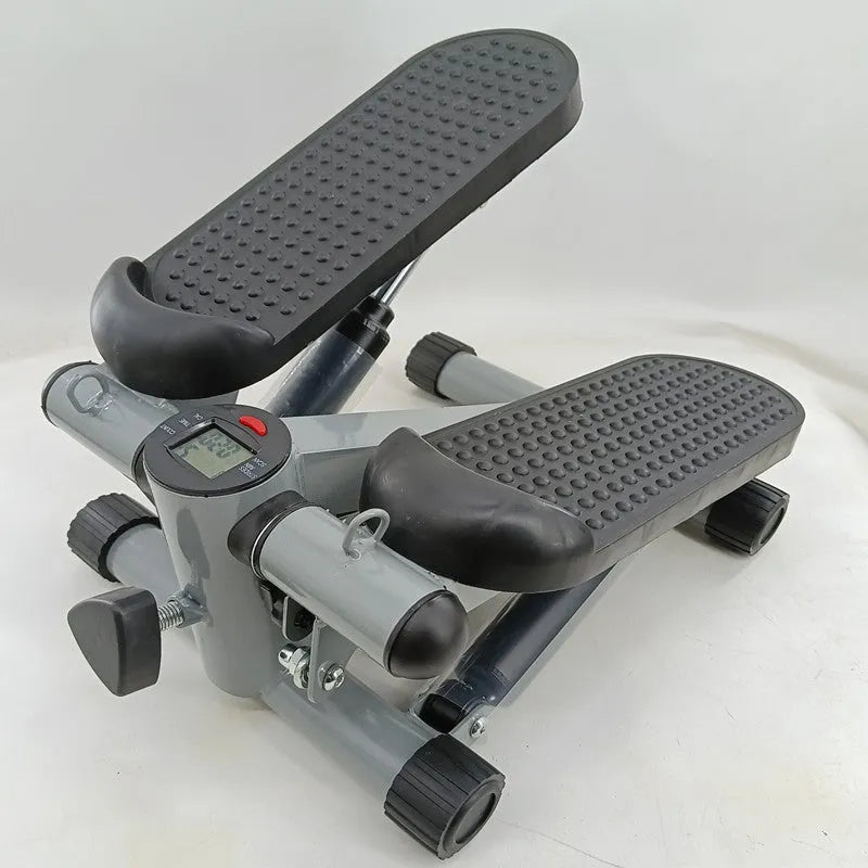 Silver grey hydraulic mini treadmill with pedal machine for home fitness workouts