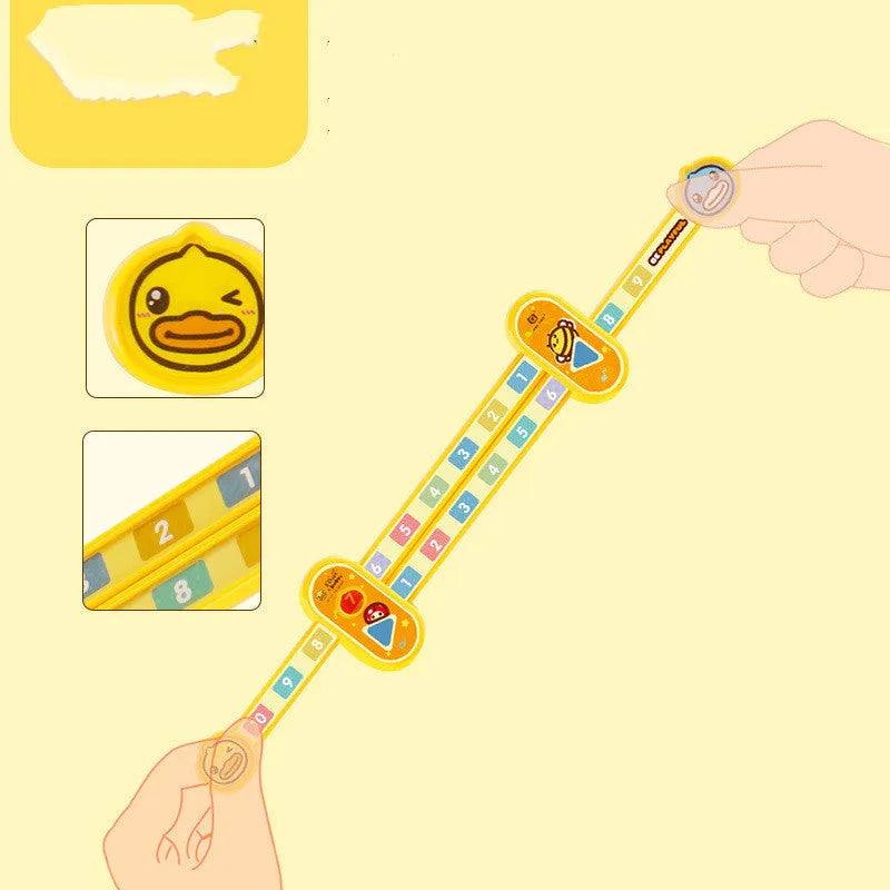 Yellow plastic children's digital resolution ruler measuring 24.5cm with cartoon educational design