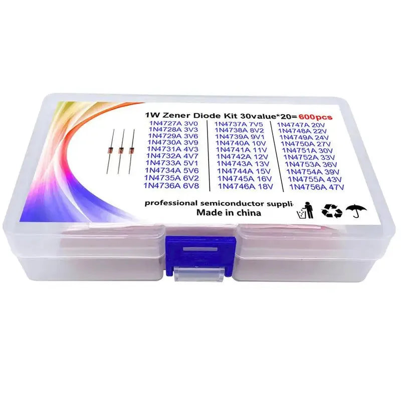 1W Zener diode in glass package with 50V breakdown voltage for electronics projects