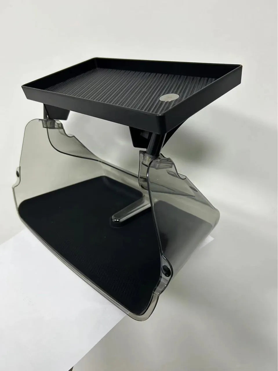 Black ABS storage box for under the ETC tray in a Tesla Model 3 or Y interior.