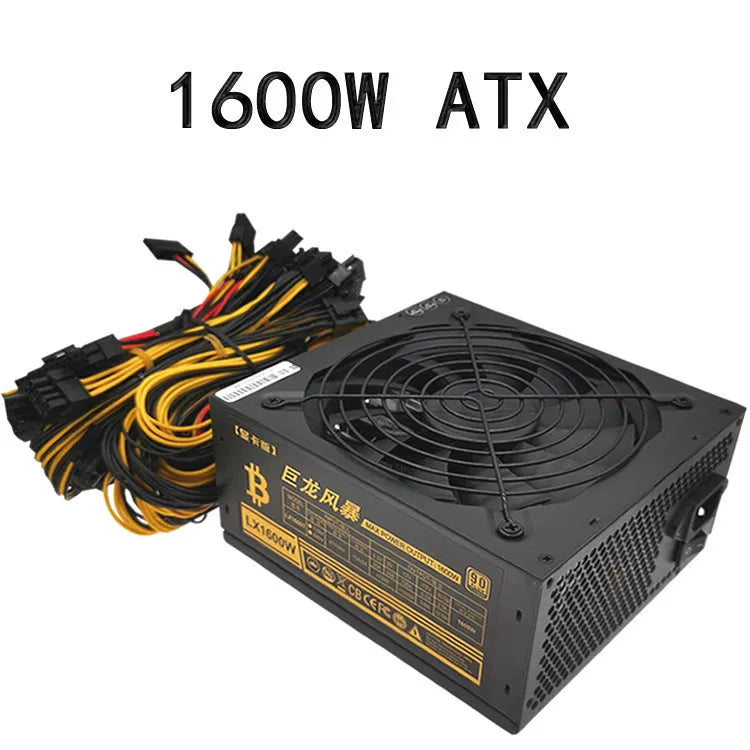 Black 110V server power supply unit with multiple cable connectors for high-wattage computer systems