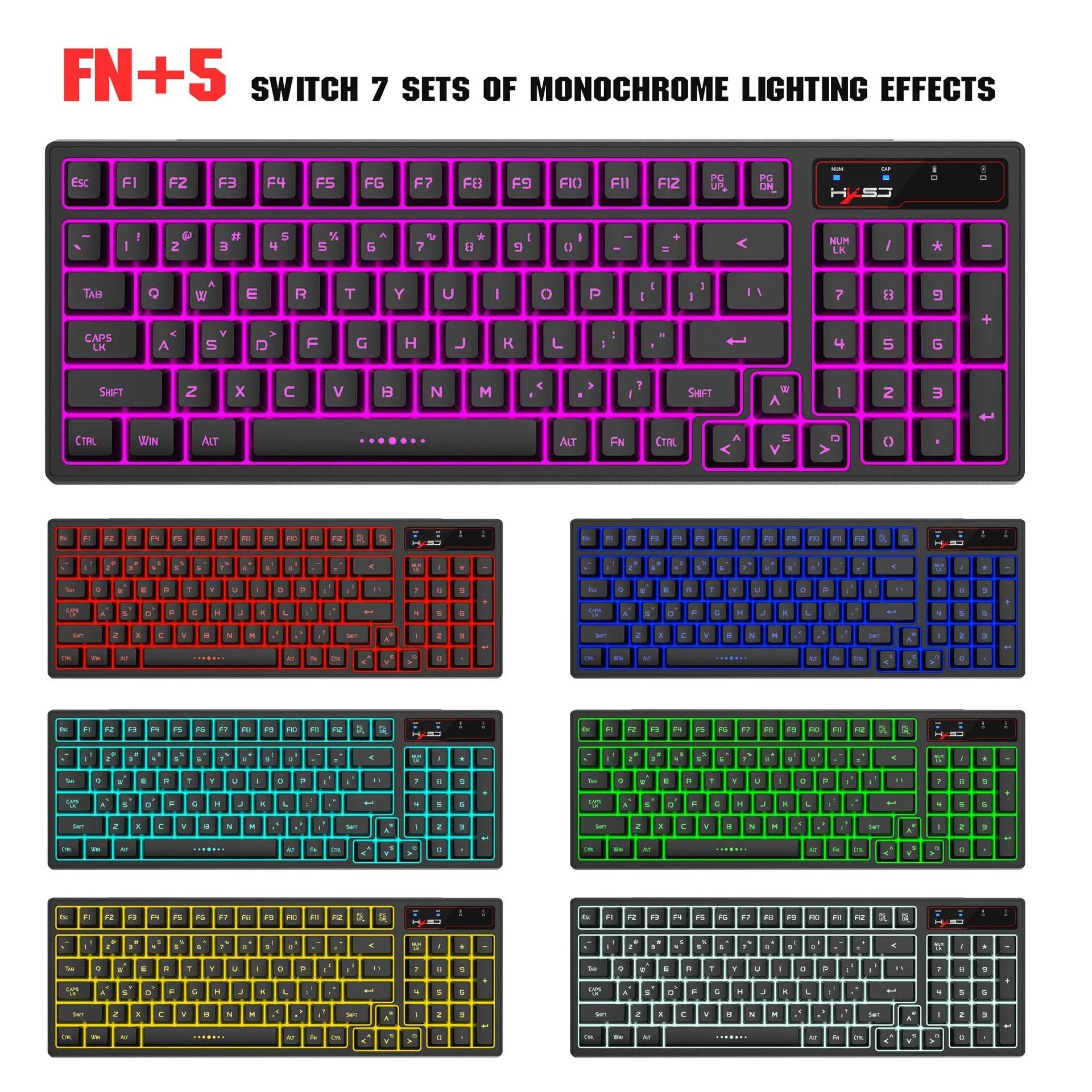 L99 2.4G wireless rechargeable keyboard and mouse set with RGB glow lighting and Type-C charging cable on desk