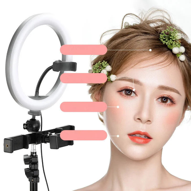 10-inch rotatable ring selfie light on 19cm metal bracket for smartphone photography
