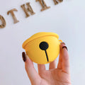 Yellow silicone protective case with a bell charm for 1st and 2nd generation AirPods.
