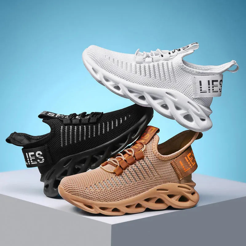 Kids coconut sneakers with Velcro closure in black, khaki, or white colours showing fabric upper and EVA sole