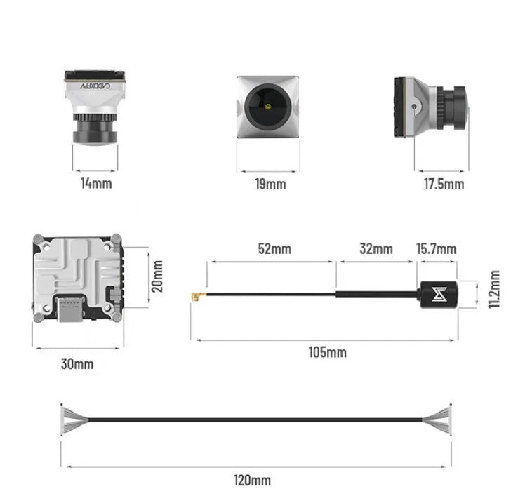 Silver Caddx ADAPTS DJI FPV digital image transmission machine kit with polar vista module, screws, and cables