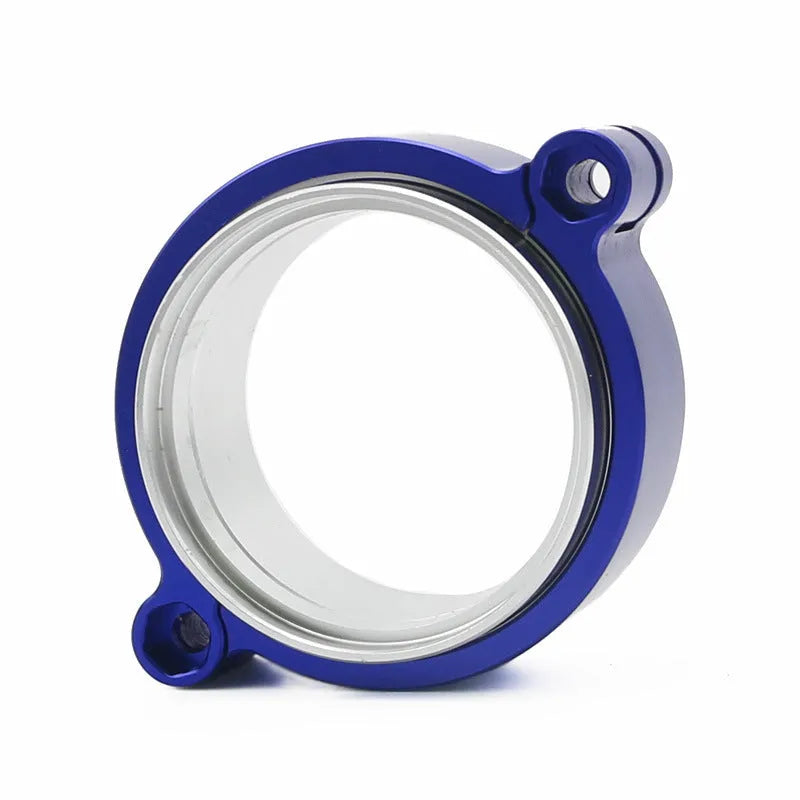 Aluminium fixed movement clamp for car exhaust downspout, shown in black colour.
