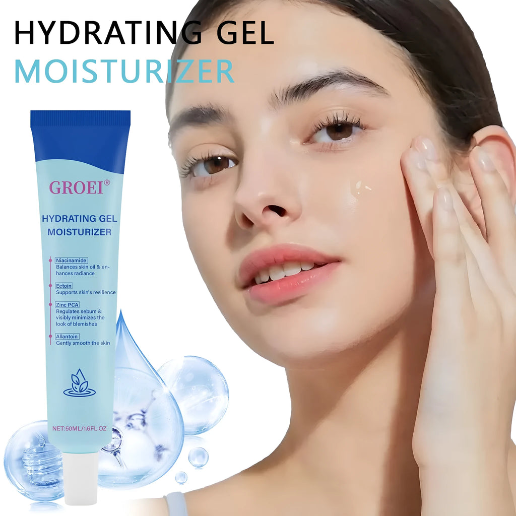 50ml moisturising facial gel pot with hyaluronic acid for skin hydration