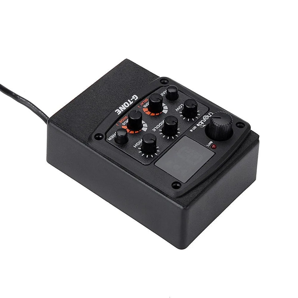 Cherub GT-6 black acoustic guitar pickup and preamp control module with knobs for EQ and effects