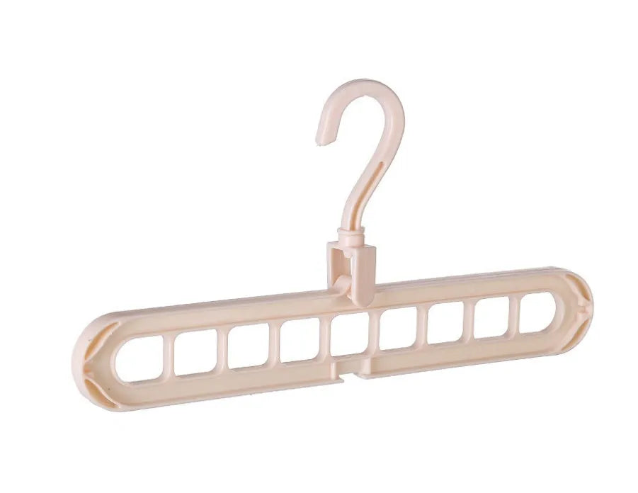 Plastic clothes hanger with rotating hook in pink colour