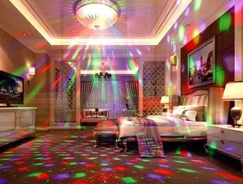 Black LED laser magic fan stage lighting unit with dual laser projection and RGB LED effects