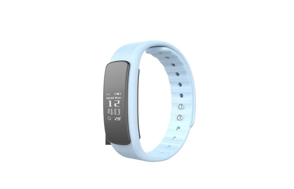I6 smart sports bracelet with 0.96-inch screen showing fitness metrics on display