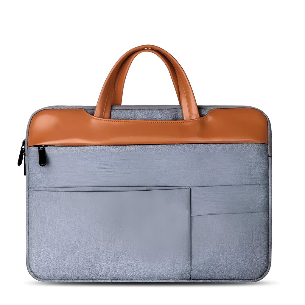 Grey official document liner laptop bag with nylon exterior and zipper closure for 15-inch devices