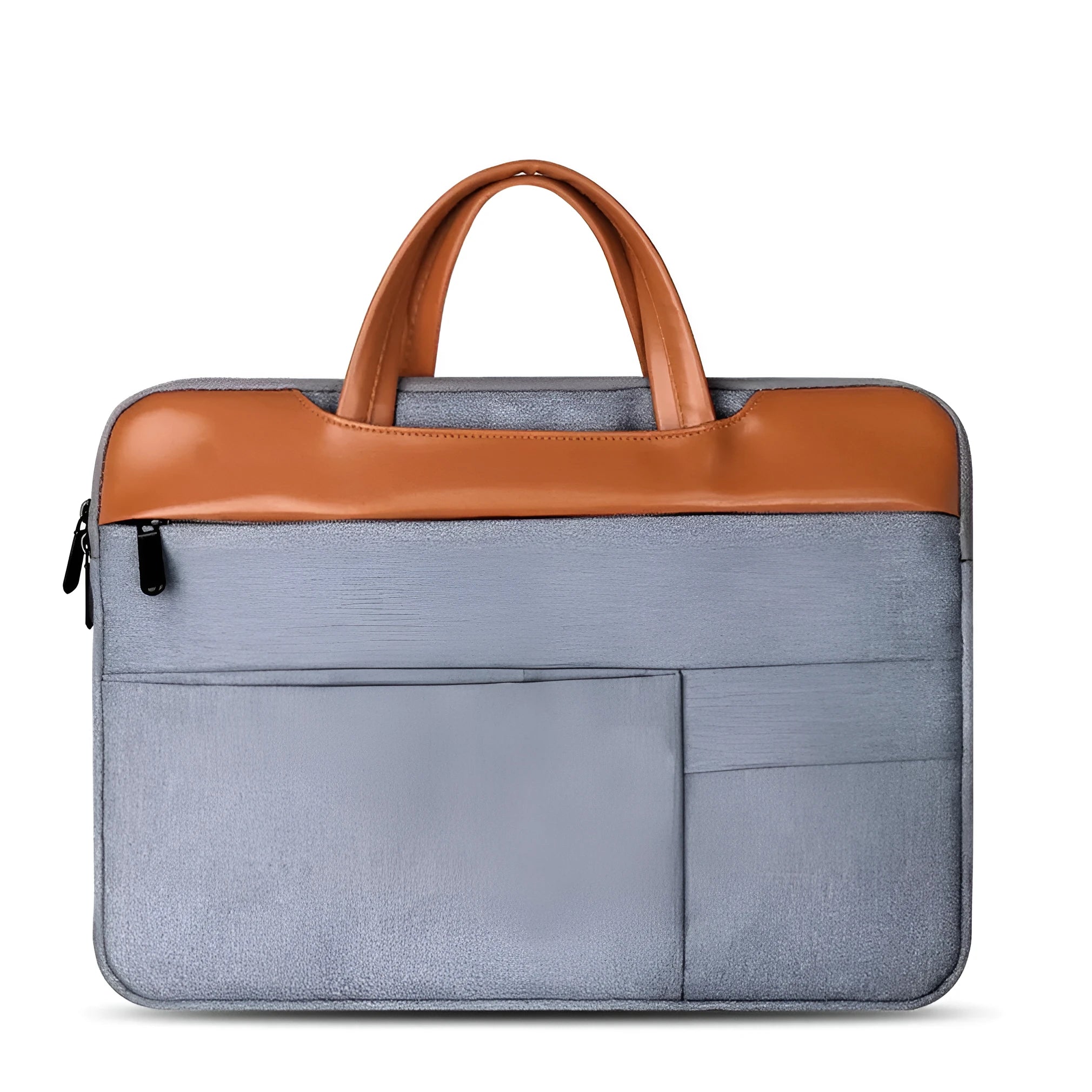 Grey official document liner laptop bag with nylon exterior and zipper closure for 15-inch devices