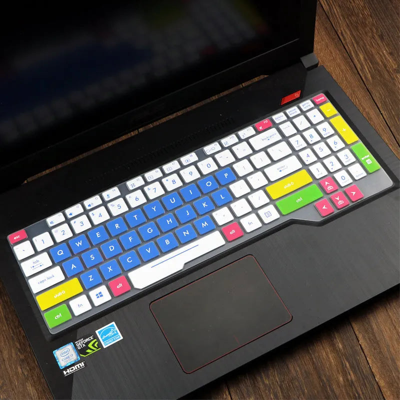 ASUS Flight laptop keyboard protective film cover shown in multiple colour options.