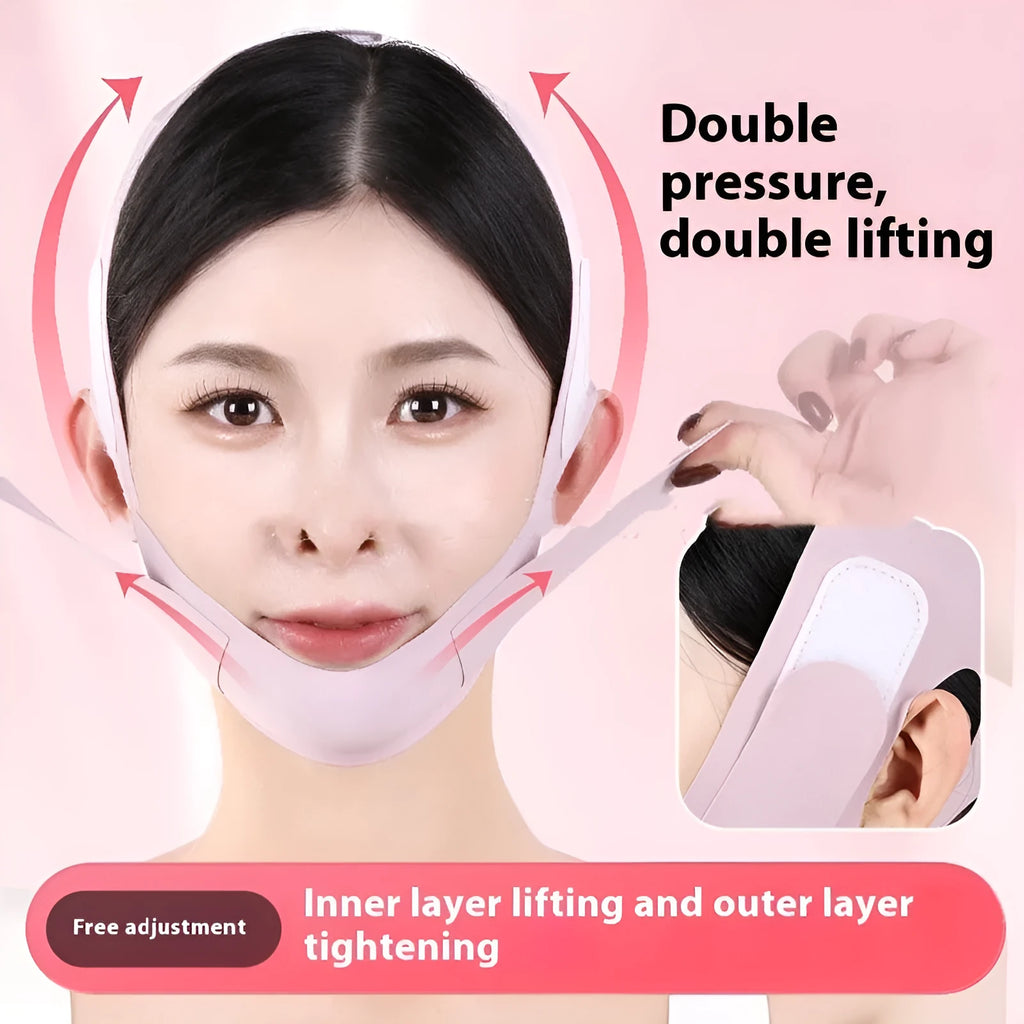 Small V face shaping mask with lifting bandage in purple or green graphene fabric