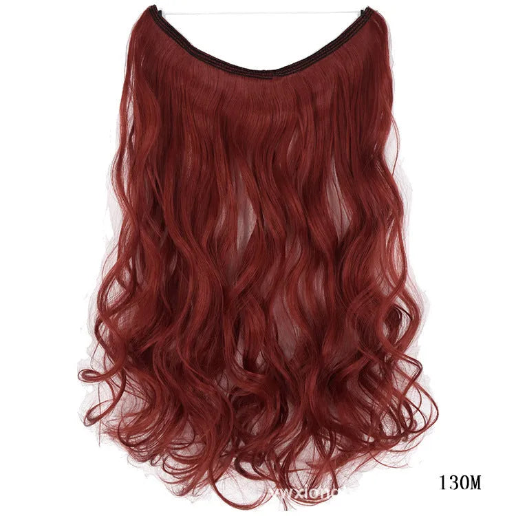22-inch invisible wire hair extension in silky straight synthetic with no clips for natural volume