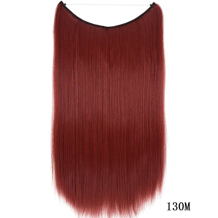 22-inch invisible wire hair extension in silky straight synthetic with no clips for natural volume