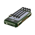 Military grade mobile power bank in black, green or orange colour showing 2.1A charging ports