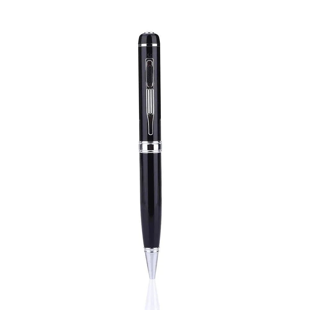 Black USB MP3 recorder pen for voice recording, measuring 120mm in length.