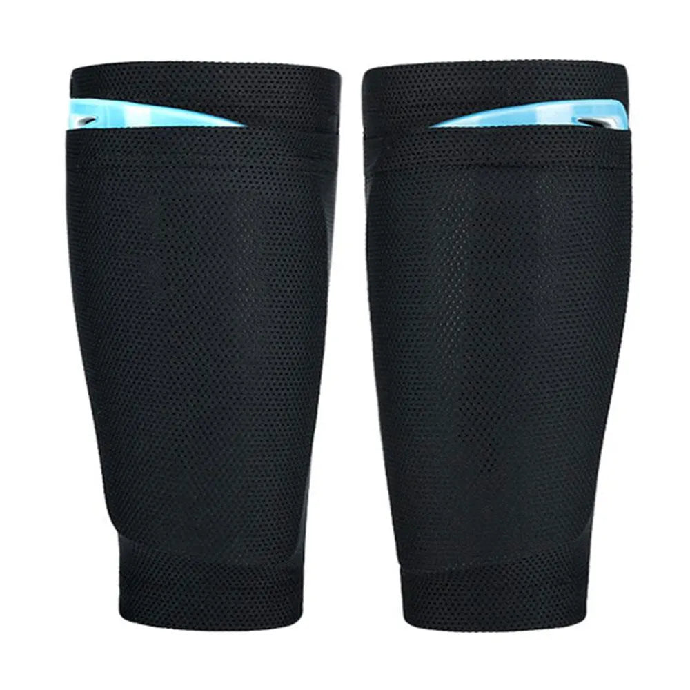 Football flapper leg guard 22cm breathable fabric shin pad black colour pair