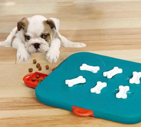 Blue Pet Casino Treasure Hunt Puzzle Food Spill Toy plastic interactive snack dispenser for dogs and cats