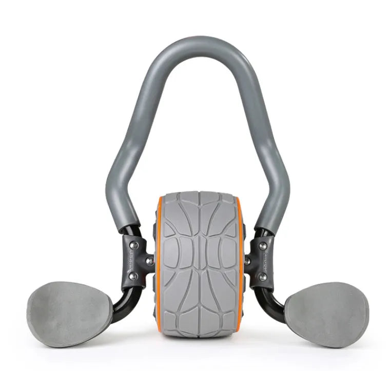 Shadow grey abdominal wheel roller with steel pipe construction and kneeling mat for core strength training