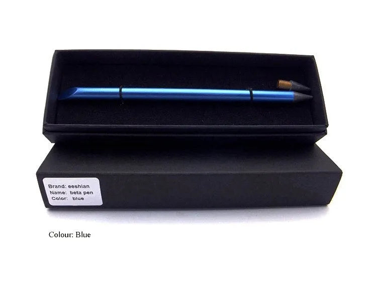 Inkless metal pen with special alloy steel nib in 0.5mm line width, shown in multiple colour options