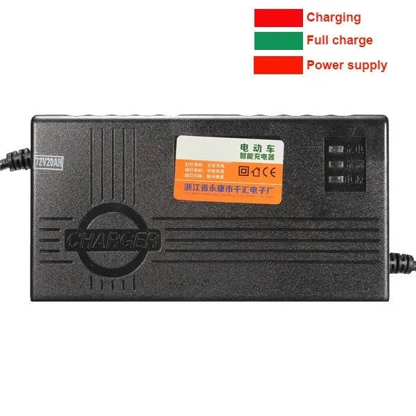 Black 72V20AH electric car charger for lead-acid batteries with AU, EU, US plug options