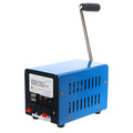 Blue metal hand crank USB power generator with anti-slip grips for emergency charging