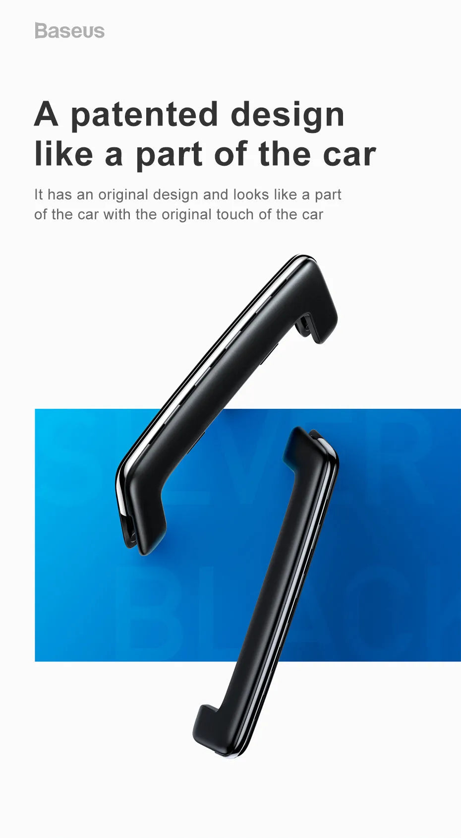 Pick-up car aroma clip in black attached to a car air vent diffusing a neutral scent