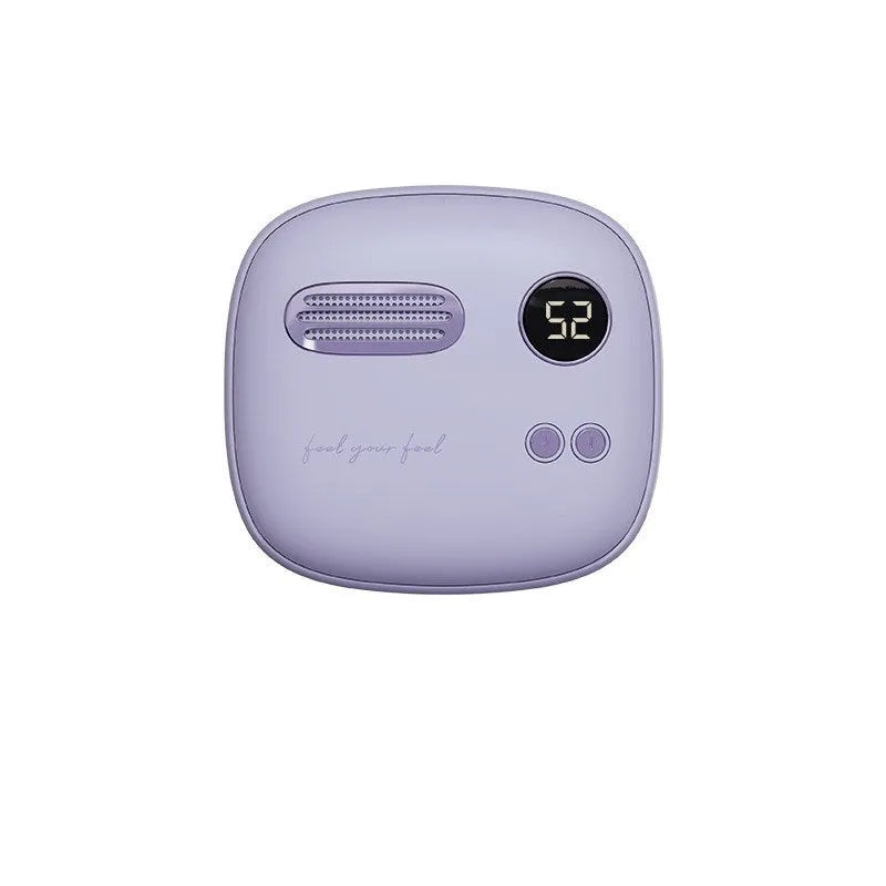 2-in-1 retro hand warmer power bank 5000mAh with digital temperature display in Chie Purple colour