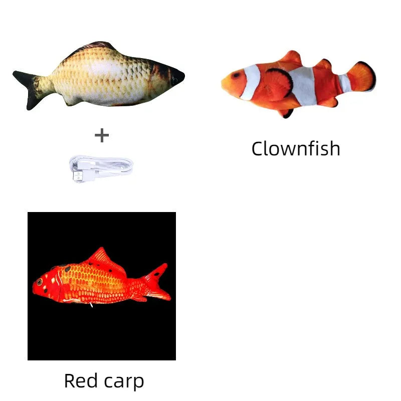 30cm long multicolour electric jumping fish simulation cat toy with USB cable