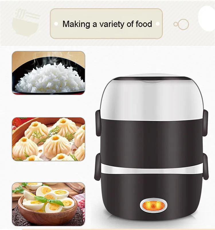 USB-powered electric lunch box showing two-layer design with heating element