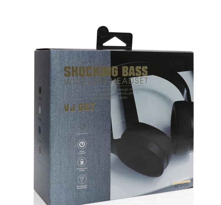 Bluetooth 5.0 wireless headset in black, blue, grey, or white with 40mm speakers
