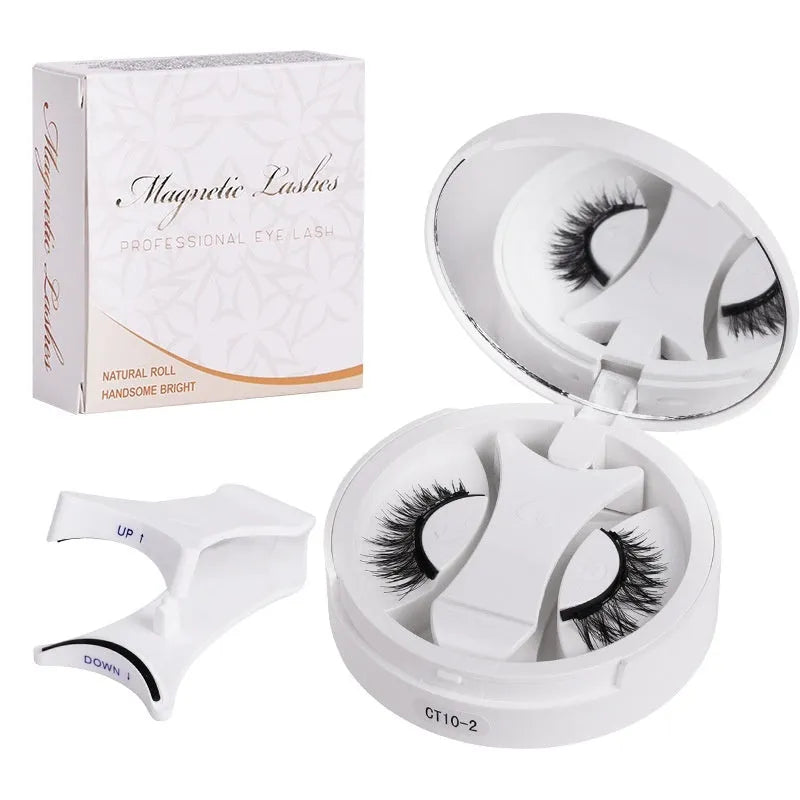Portable integrated soap holder case for magnetic false eyelashes with chemical fibre lashes.
