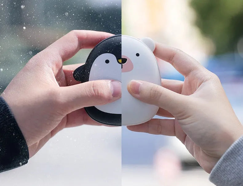 Cute cartoon penguin and polar bear design USB rechargeable electric hand warmer with power bank functionality